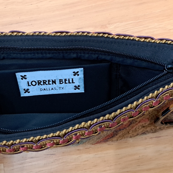 Lorren Bell Floral Tapestry Clutch with Faux Tortoiseshell Zipper Pull - Picture 5 of 10